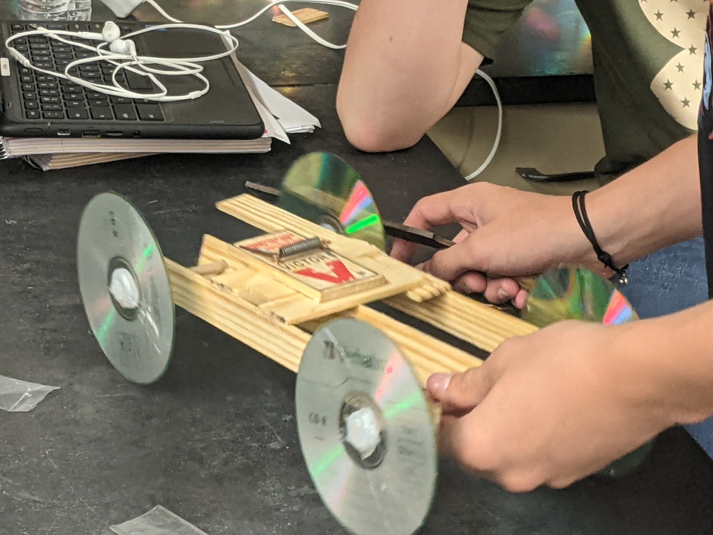 mouse trap car built by students